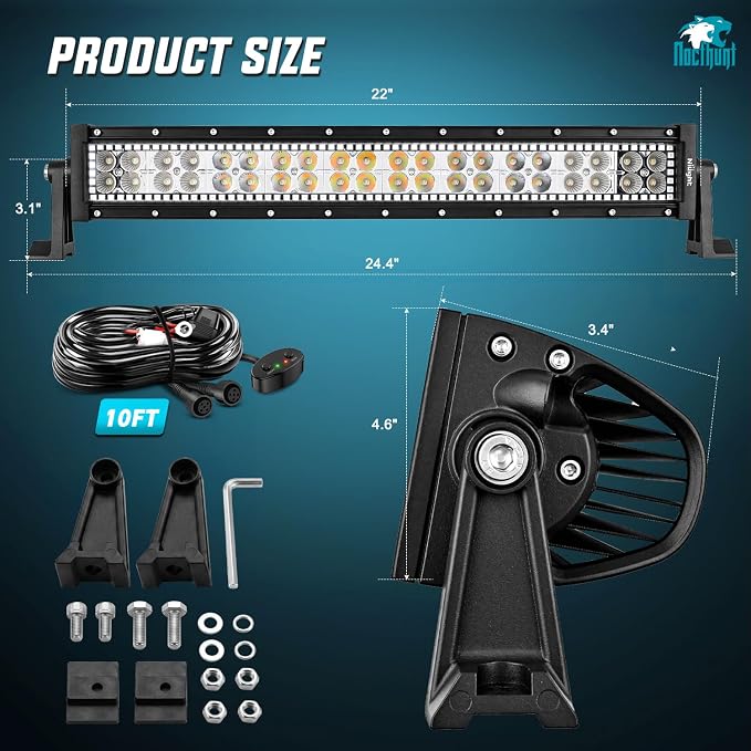 Nilight LED Light Bar 22Inch 120W Cube Flood Offroad Work Light with RGB Halo Strip Multi Chasing Flash Strobe Mode APP & Remote Control IP67 Waterproof for Truck Pickup Golf Cart SUV ATV UTV