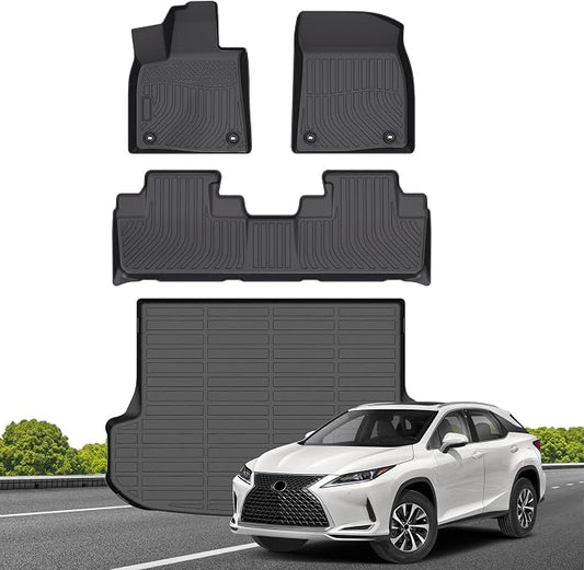 Floor Mats & Cargo Liner for Lexus RX RX350 RX450h 2016-2022 (Not for RXL) | Custom Fit All-Weather Car Liners for Lexus, High Edges Anti-Slip TPE Mats, Front & 2nd Row & Trunk Mat