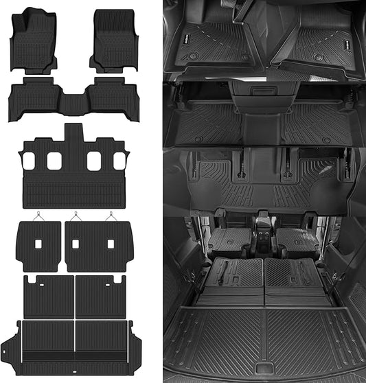 Naibeve Floor Mats for 2025-2026 Toyota 4Runner 7 Seats | All Weather Custom Fit Floor Mats, Cargo Mat, 2nd/3rd Row Backrest Mats, Backrest Mats Interior Protector accessories