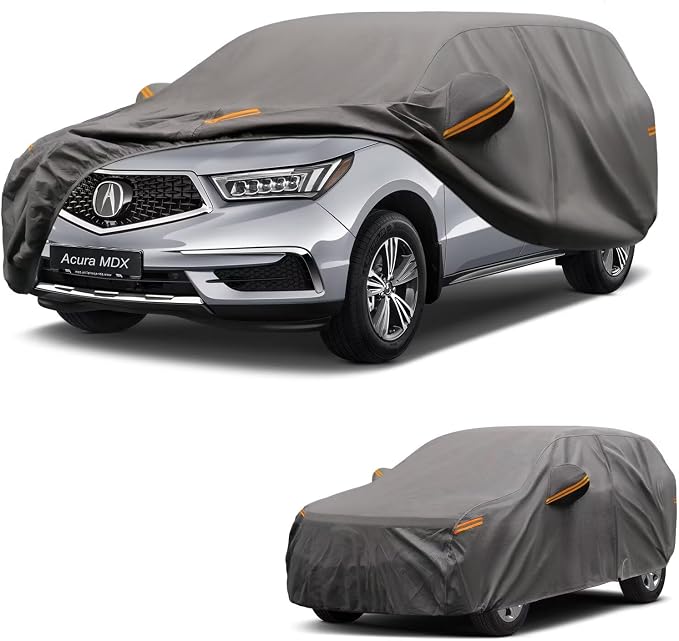 Kayme Heavy Duty SUV Car Cover Custom Fit for Acura MDX 2001-2026, Waterproof All Weather Outdoor Full Protection, UV Sun Rain Resistant with Zipper Door & Windproof Straps.