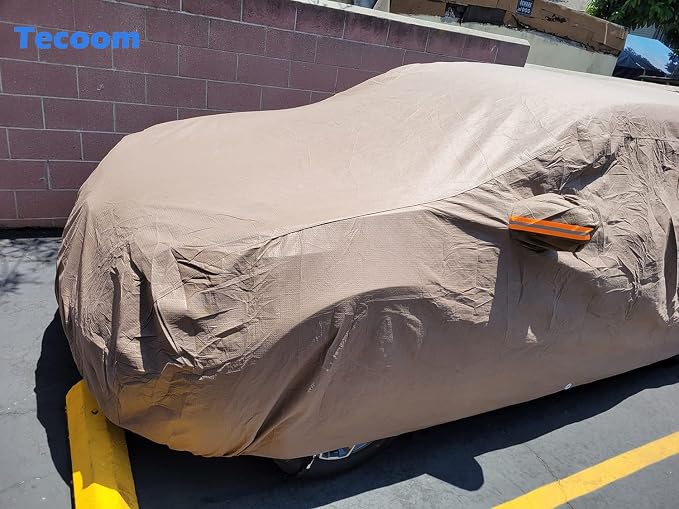 Tecoom Thick Shell Super Breathable-Waterproof Windproof Snow Sun Rain UV Protective Outdoor All Weather SUV Car Cover Fit 191-205 inches SUV
