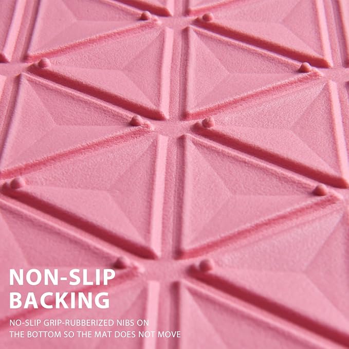 CAR PASS Bling Diamond Car Mats Rubber Floor Mats Full Set Anti-Slip 3D Rhombus Waterproof Trim to Fit Liner Universal Glitter Crystal Sparkly Shining Rhinestone Girl Women SUV Sedan Van, Pink Rubber