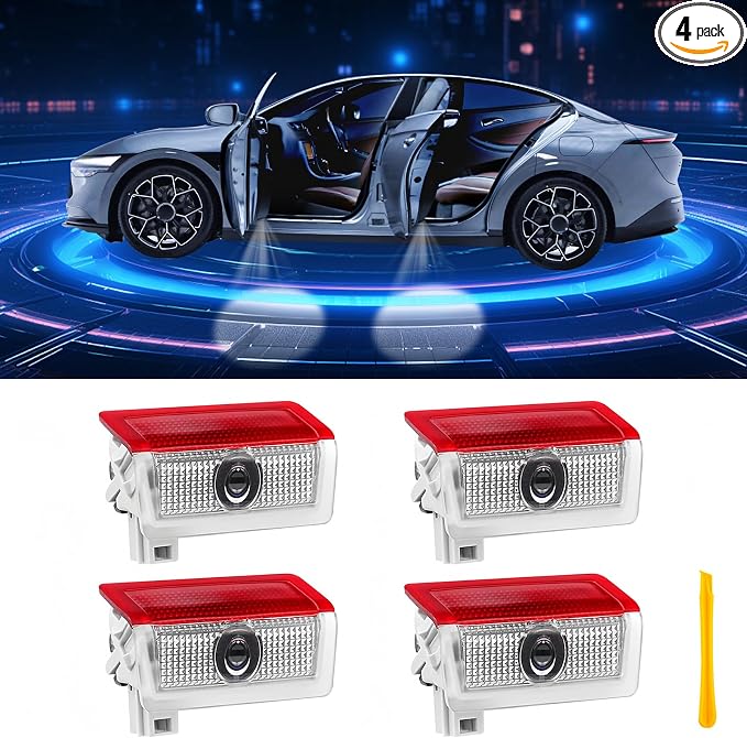 Car Door Lights Logo Projector Puddle Lights Compatible with A B C E M GL GLA GLC GLE Class Accessories, No Fade 4K-HD Car Welcome Lights(4 Pack)