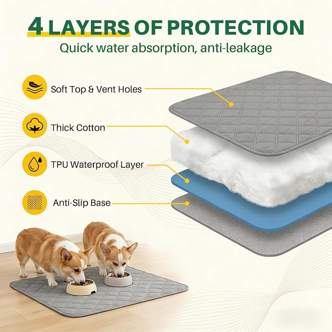 4 Pack Waterproof Chair Pads for Incontinence - Waterproof Seat Protector Pads 22" X 21", Resuable Washable Non-Slip Absorbent Chair Seat - Absorbent for Bed, Seat, Car, Wheelchair & Recliner（Gray）