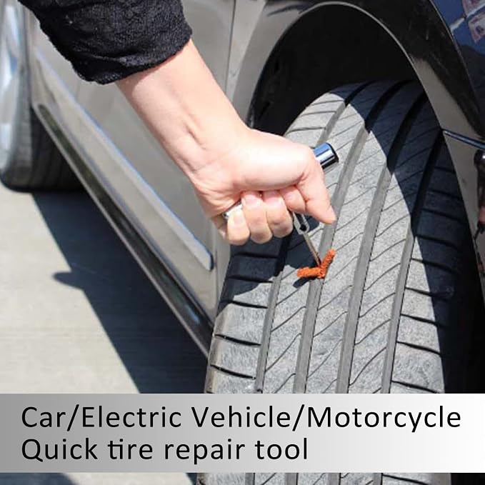 Tire Repair Kit,Heavy Duty Tire Plug Kit 23 Pcs, with Universal Tire Patch Kit to Plug Flats for Car, Truck, RV, SUV, ATV, Motorcycle, Tractor, Trailer. Flat Tire Puncture Repair Kit