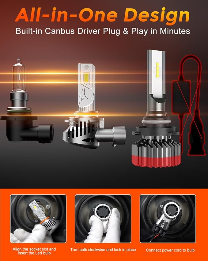 90 05 Light Bulbs for Cars, 6500K Cool White 95,000 LM 1500% Ultra Bright,1:1 Beam Pattern Led Fog Light, Plug and Play,Pack of 2
