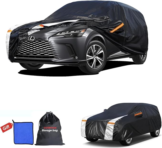 Lexus RX Car Cover 100% Waterproof All Weather, Gift with Towel, 10 Layers SUV Car Cover Custom Fit 2003-2026 RX/RX350/RX450/RX500, Outdoor Car Covers Rain Sun UV Protection with Door Zipper.