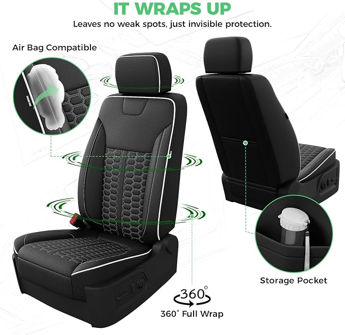 Custom Seat Covers for 2019-2026 Silverado/Sierra 1500 Crew Cab | Fits 2500/3500HD 2020-2026, Jump Seat Cover(armrest storage only), Faux leather, Waterproof, Scratch-resistant, Easy-clean