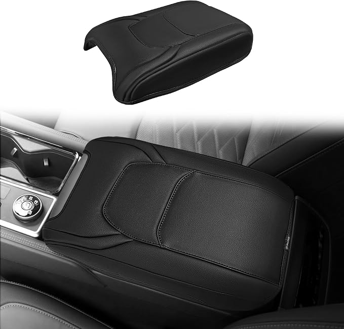 Muslogy Center Console Armrest Cover Fit for Nissan Pathfinder 2022-2025 2026 Accessories, Comfort Armrest Pad Console Lid Cushion Vegan Leather Regular Thick