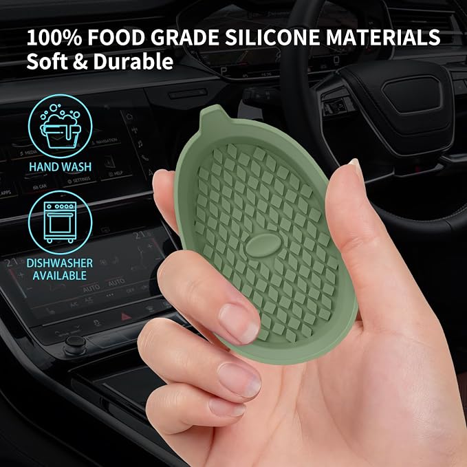 ME.FAN Car Cup Holder Coasters [4 Pack] Silicone Cups Mats, Automotive Universal Non-Slip Recessed Interior Accessories Olive Green