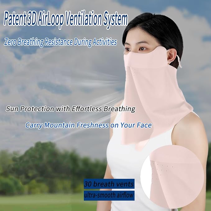 UV Sun Protection Face Mask with Neck Coverage UPF 50+ Face Shield Breathable Design for Summer Outdoor Activities
