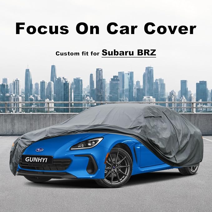GUNHYI Premium Car Cover Custom Fit Subaru BRZ, 16 Layers Heavy Duty Car Cover Waterproof All Weather with Zipper Door for Sun Rain Snow Dust Uv Protection