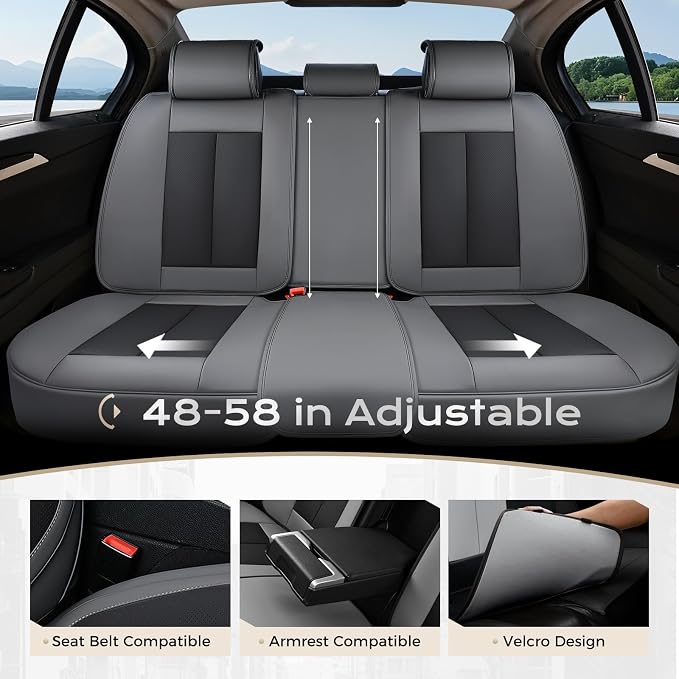 Coverado Car Seat Covers, Seat Covers for Cars, Waterproof Leather Auto Seat Protectors, Leather Car Seat Cushion, Car Interiors Accessories Universal Fit for Most Cars