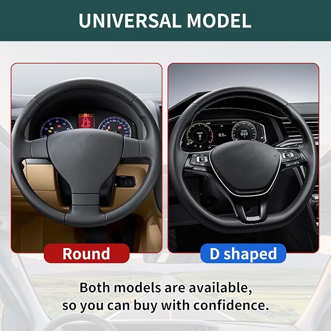 15 Inch Leather Steering Wheel Cover, Automotive Accessories Breathable Anti-Slip Elastic Soft Wheel Protector, Fit for Most SUVs Trucks and RVs (Dark Green)