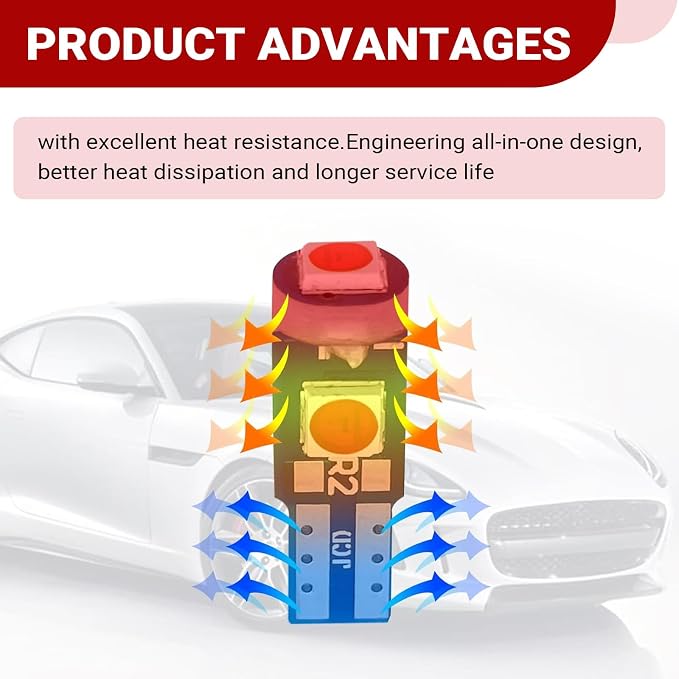 20 PCS 74 LED Bulb Dash Light, Super Bright T5 37 74 LED 3030-3SMD Instrument Light Bulbs, Universal 12V Car Dashboard Lamp Indicator Lights Lamp with Twist Lock Socket, for Most Cars (Red)