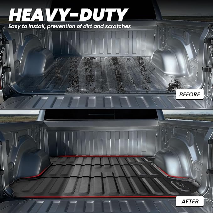 LASFIT 6.4FT Truck Bed Mat for Ram 1500 2019-2026 Standard Bed (6FT4/76.3inches) NOT for Classic Model or Model with RamBox, All Weather TPE Custom Fit Truck Cargo Bed Liner, Black