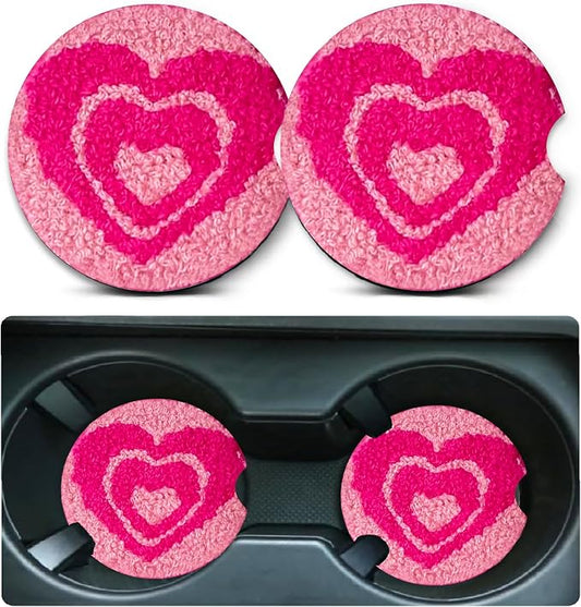 2 Pack Love Car Cup Holder Coasters Universal Neoprene Coasters