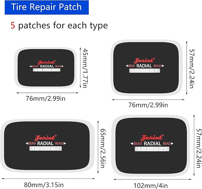 TP-M87R American Style Radial Repair Patch Kit Tire Repair Patch Tire Plug Kit Radial Tire Patches Multi Sizes 35 pcs
