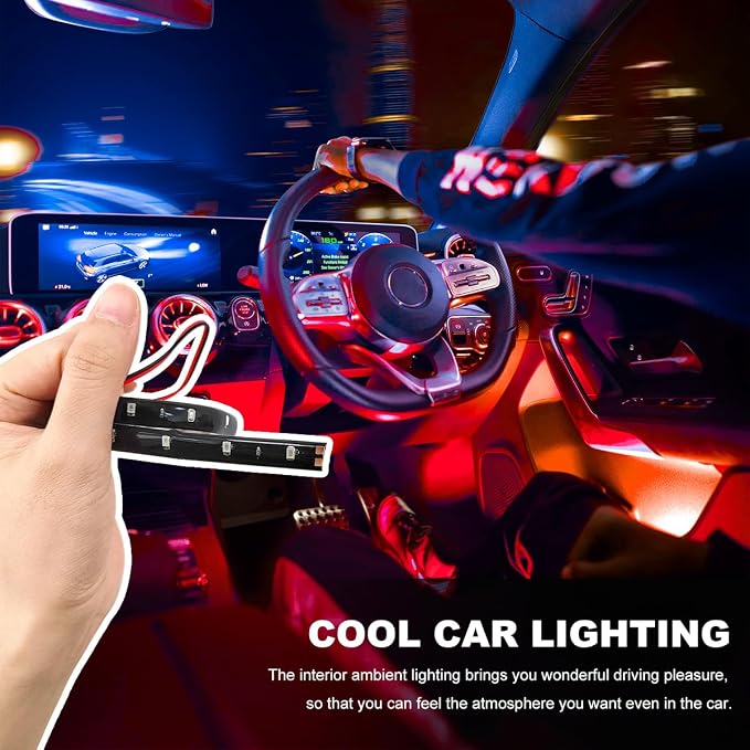 Wevdn 6 PCS 15 LED Strip Underbody Light, DC 12V 1Ft Flexible Underglow Car LED Light Strip with 6 Inch Wire, Waterproof LED Interior Exterior Decoration for Car Truck Motorcycle (Red)