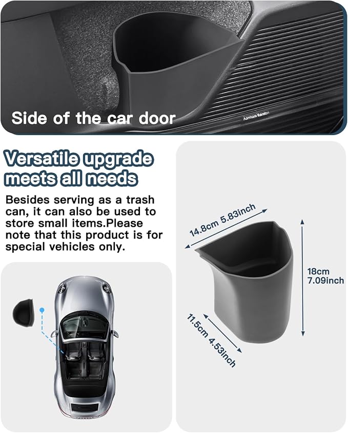 Ruiya Door Trash Can Compatible with 2026 Subaru Outback All Trims Driver Side Left Door Pocket Silicone Garbage Bin 2026 Outback Accessories Organizer Wastebasket