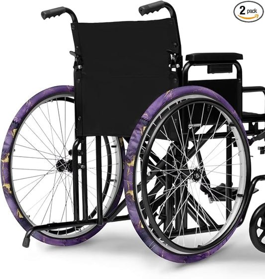 Purple Marble Wheelchair Accessories for Seniors 2 Pack Wheelchair Wheel Covers to Protect Floors Carpets