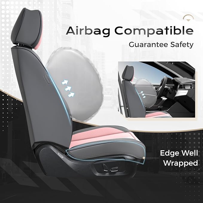 Coverado Car Seat Covers, Seat Covers for Cars, Waterproof Leather Auto Seat Protectors, Leather Car Seat Cushion, Car Interiors Accessories Universal Fit for Most Cars
