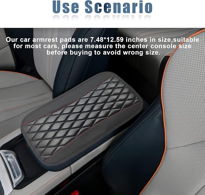 Car Center Console Cover, Universal Leather Waterproof Armrest Seat Box Cover Protector, Comfortable Car Decor Accessories Fit for Most Cars, Vehicles, SUVs-Black