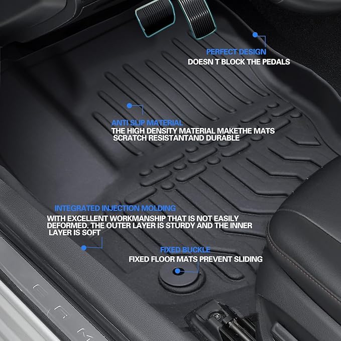 All Weather Rubber Floor Mats Compatible with 2013-2019 Ford Escape & 2013-2018 C-Max, 3Pcs Car Automotive Floor Mats & Cargo Liners Black (2013-2019 Escape & C-Max)