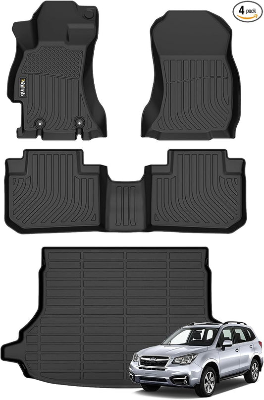 Wailtnb-All Weather Floor Mats & Cargo Liner for Subaru Forester 2014-2018 Custom Fit Subaru Forester Waterproof Durable Easy to Clean fit for 2014-2018 Accessories for Forester Black