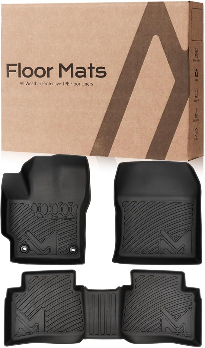 TPE Automotive Floor Mats Custom for 2020-2026 Toyota Corolla(Include Hybrid Exclude Hatchback), All Weather Cover Protection Waterproof Black Floor Liner Front & Rear Row Full Set Car Mats, 3PCS