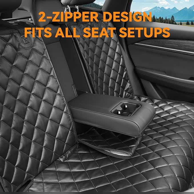 Dog Car Seat Cover for Back Seat,Waterproof Truck Back Seat Cover for Dogs ,Heavy-Duty Scratchproof Pu Leather Bench Seat Covers for Trucks Ford F150/Chevrolet Silverado/Ram1500/GMC Sierra/Toyota