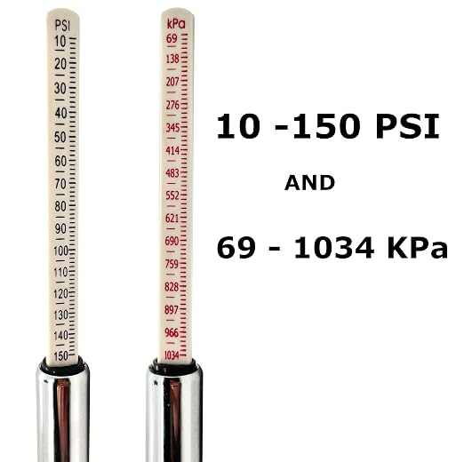 150 Psi Professional Semi Truck Tire Pressure Gauge and Dually Truck Air Gauges. Great for RV Tire Pressure, Cars, and Drivers with Bad Knees appreciate the Long Dual Head Chuck and Heavy Duty Design.
