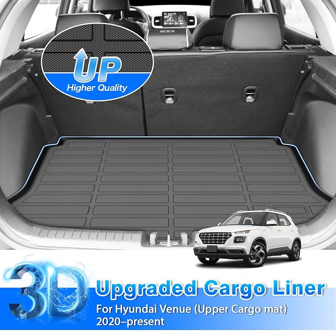 Cartist Floor Mats & Cargo Liner Fit for Hyundai Venue 2020-2025 2026 (for Cargo Tray Upper Position), All Weather Car Mats for Venue Accessories, Heavy Duty Rubber Mats