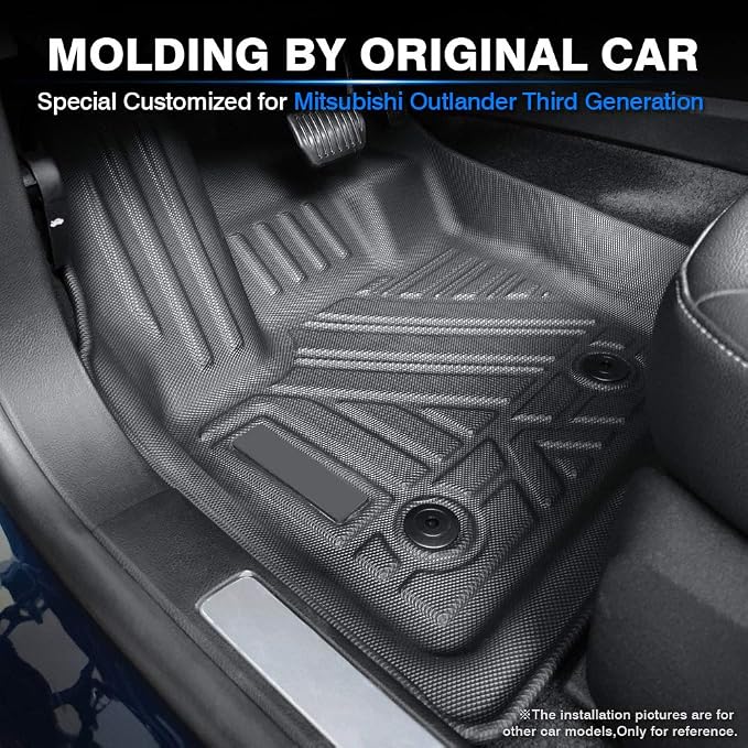 KUST Floor Mats for 2011-2021 Mistubishi Outlander(Not for Sport and PHEV), All Weather Floor Liners for Outlander Accessories Rubber Front Rear 2 Row High Edge