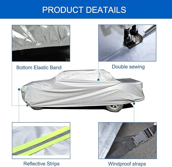 KouKou Truck Cover Waterproof All Weather, 6 Layers Full Pickup Cover Universal Fit Truck Ford 150,Ram 1500,Chevy Silverado,Toyota Tundra ect.(232 to 240 inches)