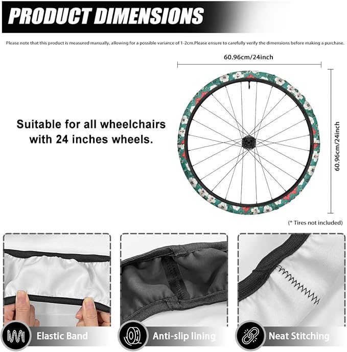 Colorful Floral Wheelchair Wheel Covers Set of 2 Electric Wheelchair Accessories to Protect Floors Carpets