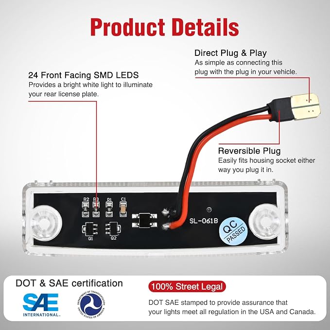 Nilight License Plate Lights Compatible with 1996 1997 1998 1999 2000 2001 2002 2003 2004 2005 2006 2007 2008 2009 2010 2011 2012 2013 2014-2022 Toyota 4Runner 6500K White Clear Lens 2PCS Pack