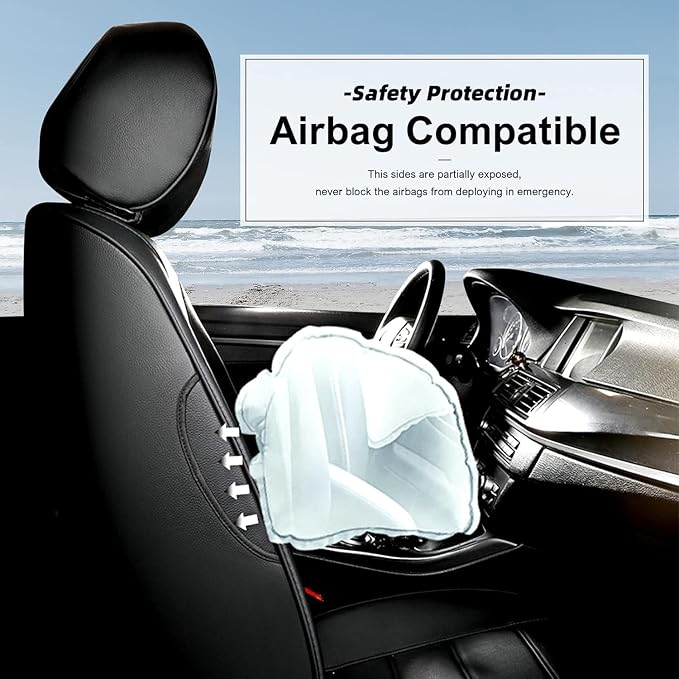 AOMSAZTO Custom Fit Seat Covers for Mazda CX-30 2020 2021 2022 2023 2024 2025 CX30 Car Seat Covers Full Set Black Faux Leather Compatible Airbag（New-CX30）