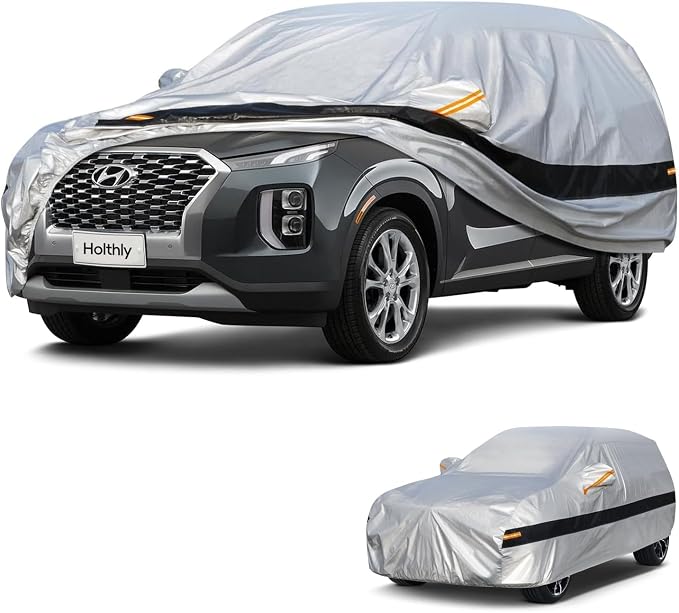 10 Layers SUV Car Cover Custom Fit for Hyundai Palisade (2019-2024) Waterproof All Weather for Automobiles, Outdoor Full Cover Rain Sun UV Protection.Silver