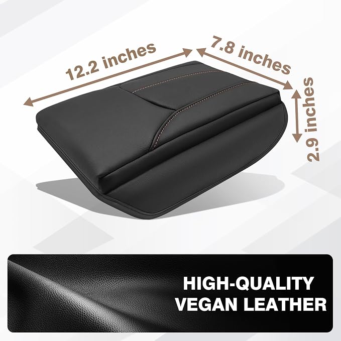 Muslogy Center Console Armrest Cover Fit for Subaru Forester 2025 Accessories, Comfort Armrest Pad Console Lid Cushion Protector Vegan Leather 1-Inch Extra Thick