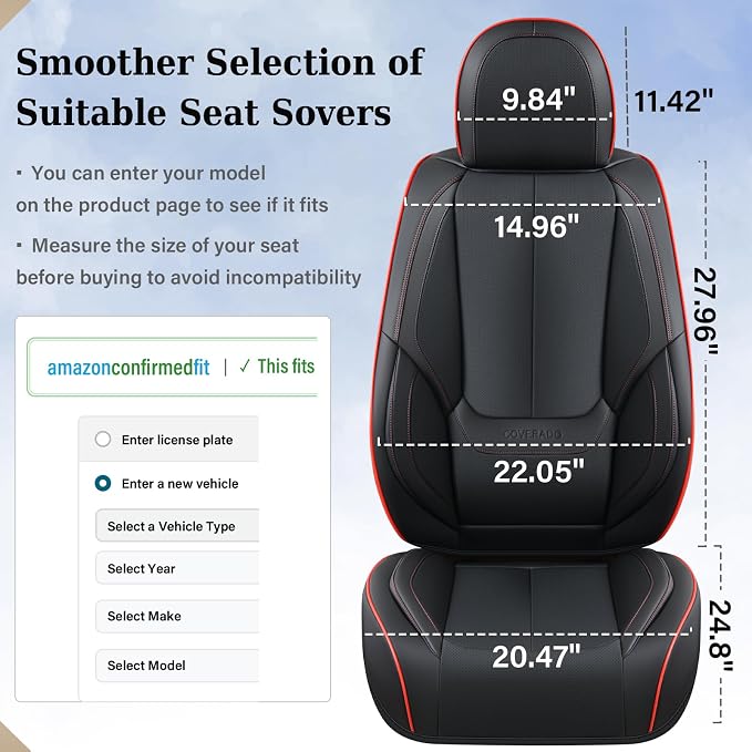 Coverado Car Seat Covers Full Set, Seat Covers for Cars, Black Car Seat Covers Front Seats and Back Car Seat Protector Waterproof, Leather Car Seat Cushion Universal Fit for Most Cars Blue
