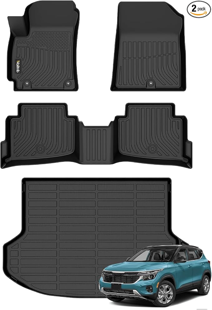 Wailtnb- Floor Mats & Cargo Mats Set Fit Kia Seltos 2024 2025 All Weather Floor Liners for Kia Seltos 2024 Cargo Trunk Liner Accessories for S丨LX丨EX丨SX丨X-Line
