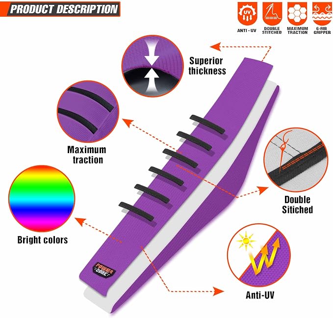 Motorcycle Universal Seat Cover Non-Slip Rubber Striped Gripper Soft Sewing for CRF WR WRF RMZ YZF SXF EXC EXC XC SX CR KLX Dirt Pit Bike Motocross Off Road (Purple)