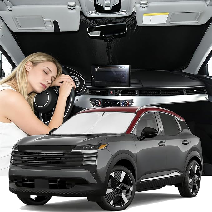 Windshield Sunshade for Nissan Kicks 2025-2026 Sun Shade 4 Layers Upgrade Blocks UV Rays Custom Fit Kicks 240T Front Window Shades Keep Cool Foldable Car Accessories