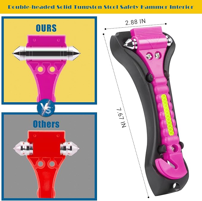 8PCS Car Window Breaker, Pink Window Breaker Seatbelt Cutter, Car Safety Hammer with One Second Emergency Glass Hammer, Safety Emergency Car Escape Tool for Car, Office, Home