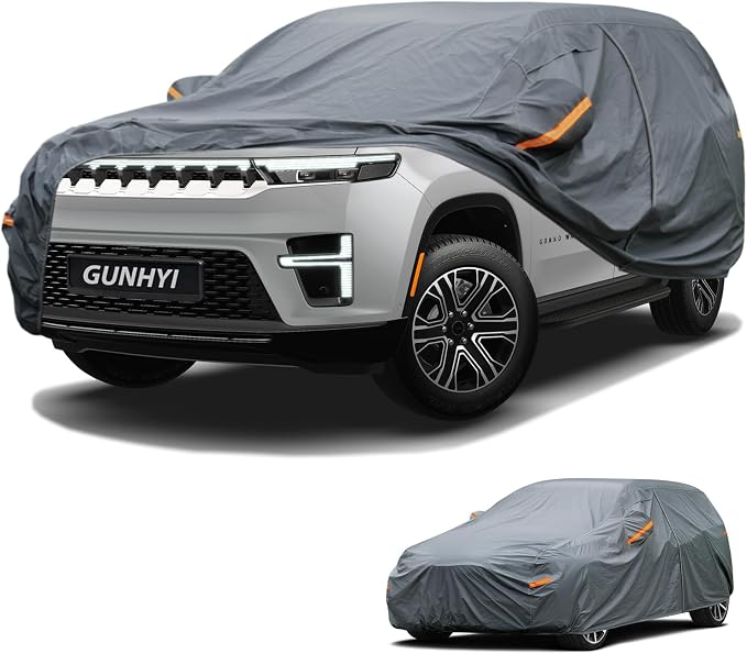 GUNHYI Premium Car Cover Custom Fit Jeep Grand Wagoneer, 16 Layers Heavy Duty Car Cover Waterproof All Weather with Zipper Door for Sun Rain Snow Dust Uv Protection