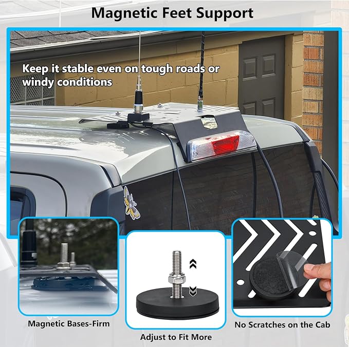 TOPOWN Metal Drill-Free Light Bar Cab Mount for Ford F-150 (2015+) for Ford F-250-F-550 (2017+), Fit for Magnetic Light Bar and Magnetic Antenna, Support Bolt-on Mounting, Metal Light Bar Mount