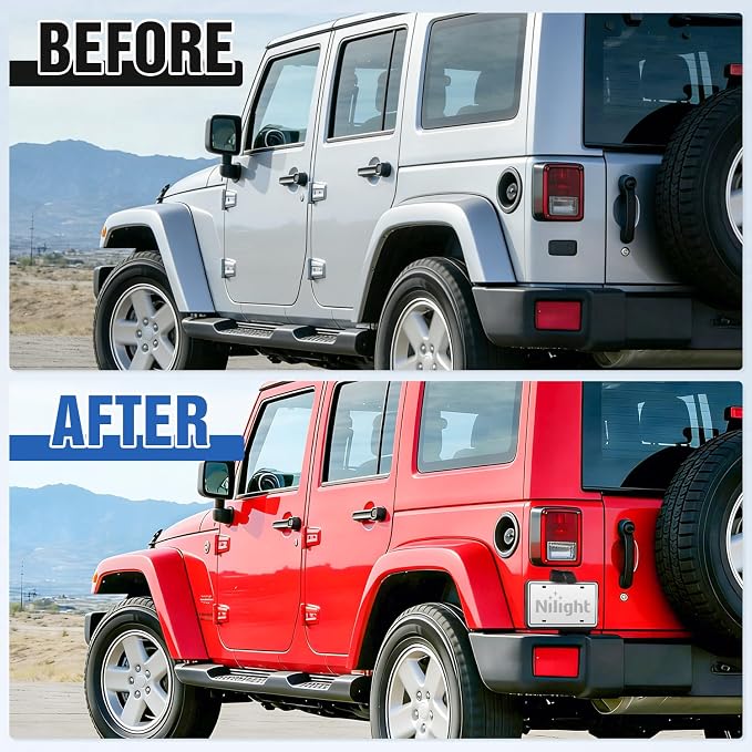 Nilight Rear License Plate Holder with Light for 2007-2018 Jeep Wrangler JK JKU Sahara Rubicon X Sport & Unlimited,Plastic License Plate Mounting Black