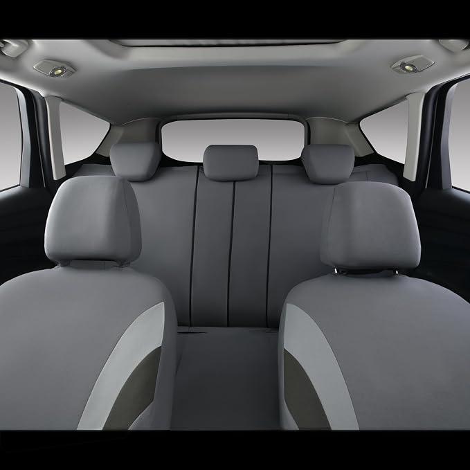 CAR PASS Line Rider Sporty Cloth Universal Fit Car Seat Cover -100% Breathable with 5mm Composite Sponge Inside,Airbag Compatible,3zipper Bench(Full Set, Space Gray)