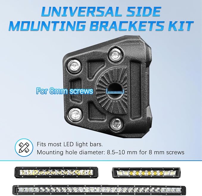 Light Bar Mounting Bracket, Aluminium Universal Adjustable Lightbar Side Mounted Brackets Mounts for Off Road Boat Trucks Pickup SUV ATV UTV (2 Pack)